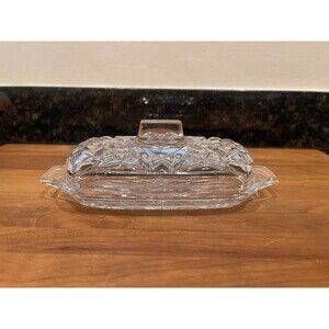 Glass anchor hocking butter dish with cover